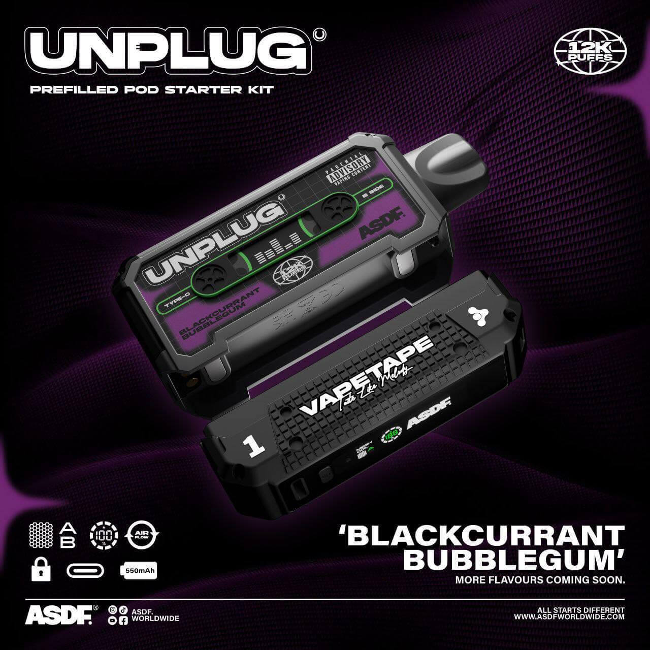 vapetape-unplug-12000-blackcurrant-bubblegum_(SG VAPE COD)