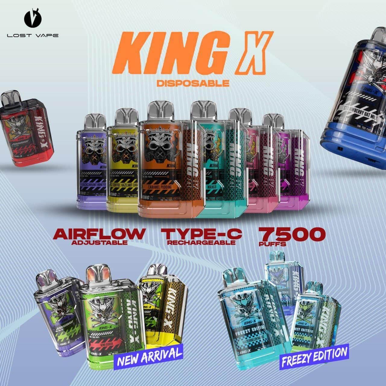 King-X-7500-Puffs-Watermelon-Mango-Blackcurrant-Honeydew-Melon-Milk-(SG VAPE COD)